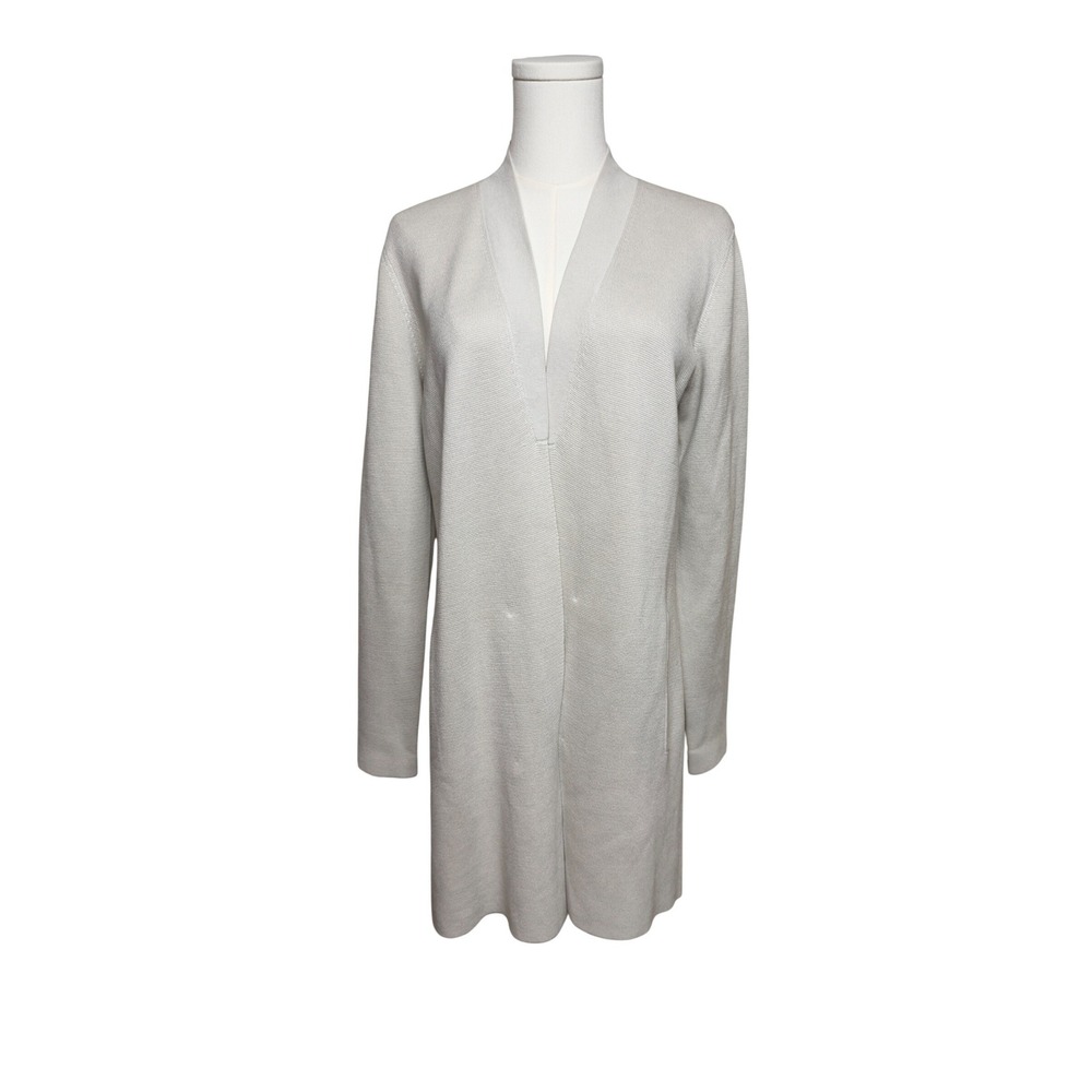 Eileen Fisher Silk‎ Organic Cotton Long Cardigan Sweater Bone XXS F16OQC